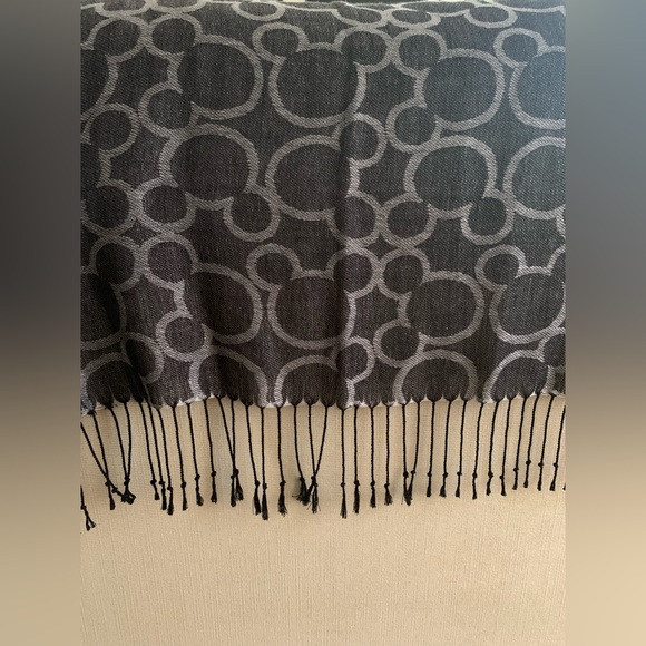 Disney Mickey Mouse scarf/shawl, reversible light gray and dark gray, 25”x70” - Picture 2 of 4